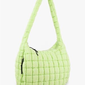 Quilted Puffer Tote Bag in Light Green